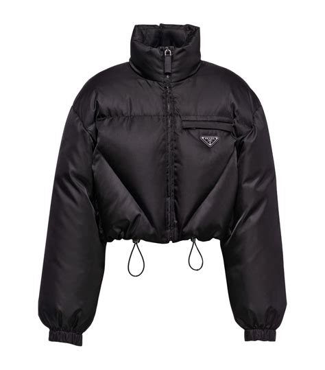 nylon prada jacket|prada black cropped puffer jacket.